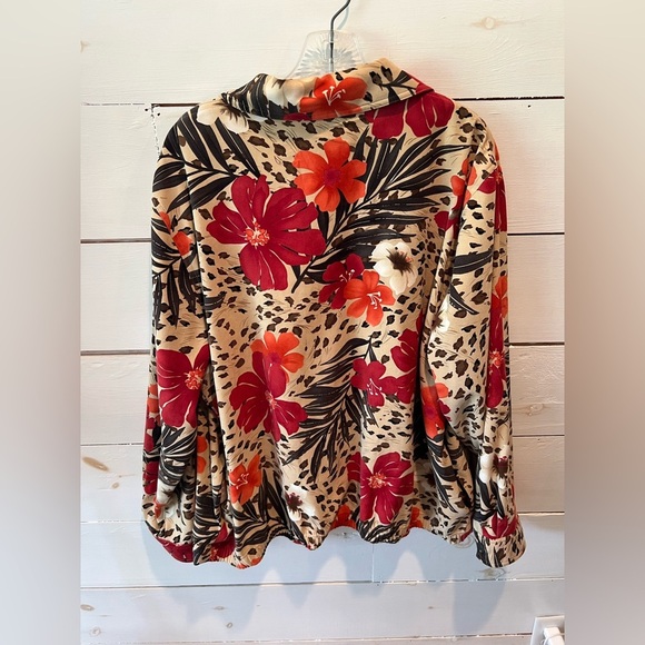 Alfred Dunner Floral Print Button-Up Shirt jacket with pockets, size 18W, EUC - Picture 2 of 8